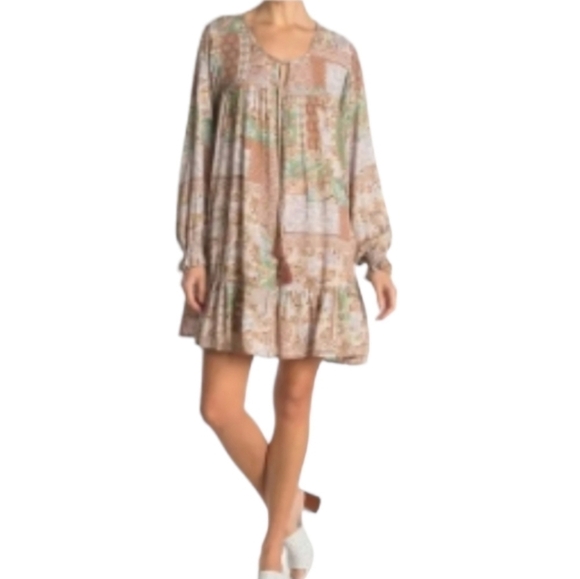 Dress Forum Sage/ Lavender Multi | Patchwork Sewing Boho Dress size Small - Picture 3 of 9